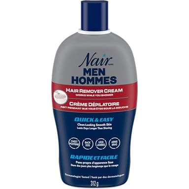 Nair Men Hair Removal Cream, Works While You Shower, For Chest, Back, Legs & Arms, Quick and Easy for Clean Looking Skin, 312g
