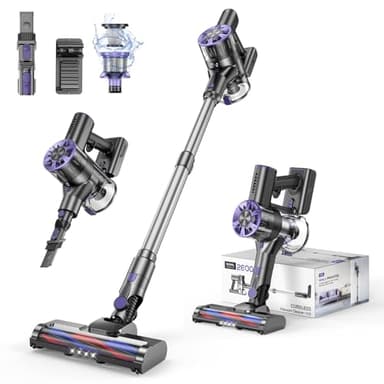 Cordless Vacuum Cleaner for Home, 80,000PRM Powerful 4 in 1 Lightweight Stick Vacuum with 2 Adjustable Suctions, Max 40 Mins Runtime, 2600mAh Rechargeable Vacuums (Rose Purple)