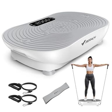 MERACH Vibration Plate Exercise Machine, Vibrating Platform with LED Touch Screen Bluetooth Pull Cord, Full Body Home Exercise Equipment for Women Men
