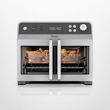 Ninja | French Door Premier | Air Fryer, Convection Oven, Toaster | 5-qt Air Fry Basket, Sheet Pan, Wire Rack, Broil Rack | PFAS-free Cooking Surface | FO101C (Canadian Version)