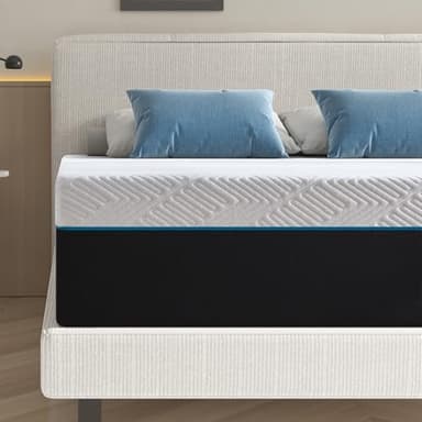 Slomix 10-inch Gel-Infused Ultra-Comfort Supportive and Medium Firmness Memory Foam Mattress, Black Queen Mattress