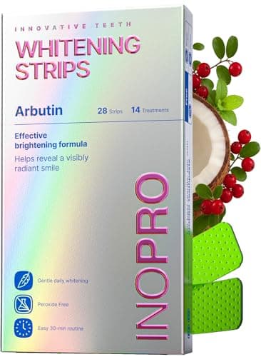 InoPro Teeth Whitening Strips 14 Treatments Kit - Sensitive Teeth Whitener, Peroxide Free, Enamel Safe Green White Strips, Deep Stains Removal - Instant Teeth Whitening Without The Harm (28 Strips)