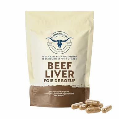 Higher Healths Grass-Fed Beef Liver Capsules – 180 Count, 100% Canadian Sourced & Made – Freeze-Dried Organ Supplement, Nature’s Multivitamin