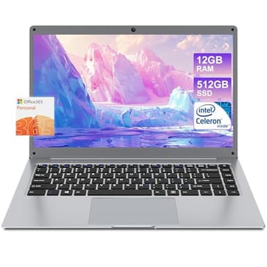 jumper Laptop Computer 14 Inch, 12GB RAM 512GB Storage, Laptop with FHD 1920x1080 Display, Celeron Dual-Core Processor, 2.4G+5G WiFi, BT4.0, 35.52WH Battery, Portable Laptops
