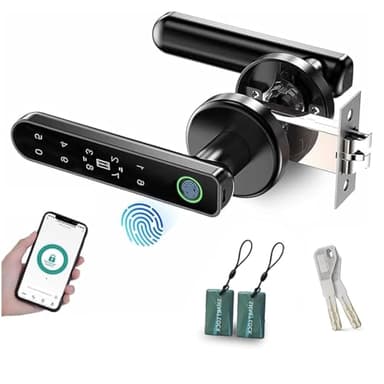 TEKXDD Smart Door Lock with Keypad Handle - Home/Apartment/Bedroom 4-in-1 Lock,Password/Fingerprint/Key/Tuya BLE APP Unlocking