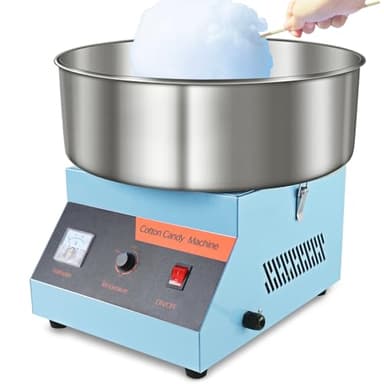 Cotton Candy Machine Commercial, 1000W Candy Floss Machine, Blue Electric Cotton Candy Maker with Stainless Steel Bowl, Sugar Scoop, Cotton Candy Machine for Kids Birthday Home Carnival Family Party