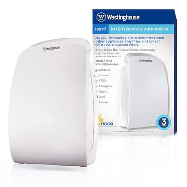 Westinghouse 1701 True HEPA Air Purifier - Medical-Grade NCCO Technology Air Purifiers for Home, Removes Allergens, Pet Dander, Smoke, Odors, Air Purifier 300 sq ft.