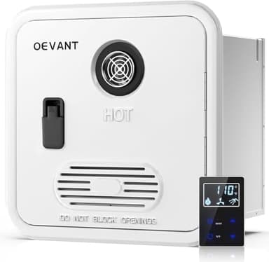 OEVANT RV Tankless Water Heater,55,000 BTU Instant Water Heater with Remote Controller,16x16 inch Door＆Front Water Outlet,Propane Gas, DC 12V, CSA Certificated,Compatible with All RVs White