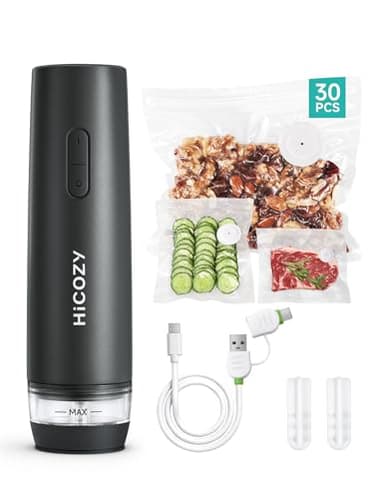 HiCOZY Vacuum Sealer, Handheld Vacuum Sealer Machine with 30 Reusable Bags, Portable Food Sealer with Visible Water Tank