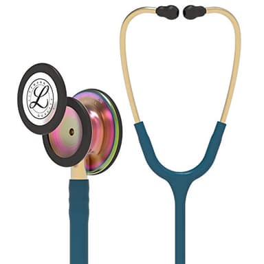 3M Littmann 5807 Classic III Monitoring Stethoscope, Rainbow-Finish, Caribbean Blue Tube, 27"