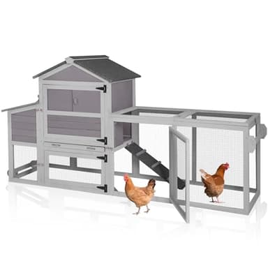 Aivituvin Chicken Coop Expandable Mobile Chicken House for Outdoor with Wheels, Nesting Box, Leakproof Pull-on Tray and UV-Resistant Roof Panel (Chicken Coop-AIR72, Grey)