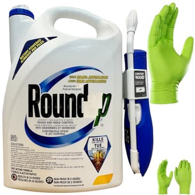 2 Pack Bundle of Grass & Weed Control Refill, Ready-to-Use Non-Selective Herbicide for Spot Treatment and Outdoor Hard Surfaces - 4L, Comes with a Pair of Nitrile Gloves
