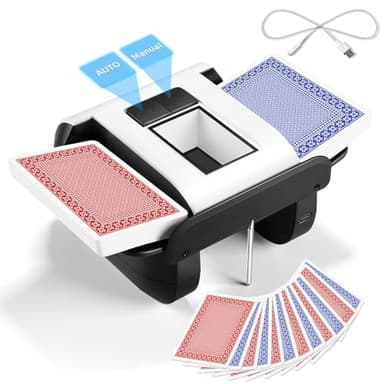 BATURU Rechargeable Automatic Card Shuffler 2 Deck with Built-in 2000 mAh Battery – Fast, Reduced Jams, Low Noise, Compact & Lightweight, Card Shuffler for Game Nights, Travel, and Parties
