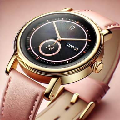 Smartini Mini Smart Watch, 1" HD Screen Bluetooth Calls & Text, Multiple Sports Mode Fitness Tracker Heart Rate Monitor Works with Android iOS iPhone Samsung (Gold Watch Pink Silicone Band)