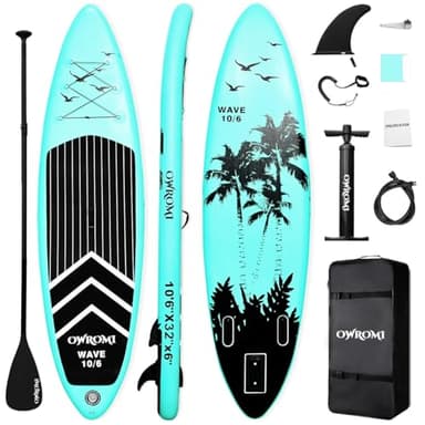 SUP Inflatable Stand Up Paddle Board 10'6"/32" 6" Ultra-Light Thick Paddleboard for All Skill Levels ISUP Paddle Board with Accessories, 10/6 Inflatable Paddle Boards for Adults & Youth