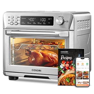 Cosori Air Fryer Toaster Oven Combo 26QT Countertop, 11-in-1 Smart Convection Oven, Toast Bake Broil, Stainless Steel 6 Slice Toast 12" Pizza,75 Recipes