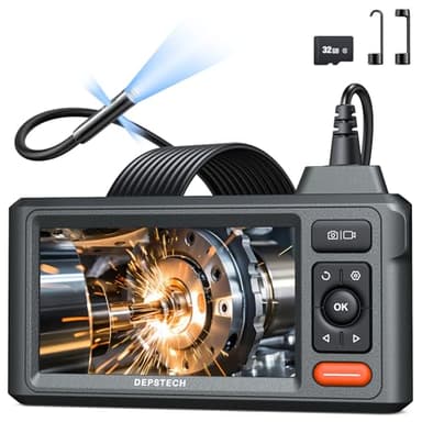 DEPSTECH Triple Lens Endoscope, 5" HD Screen Inspection Camera with Light, 16.5ft Flexible Waterproof Borescope Camera, Industrial Snake Inspection Scope for Automotive, Wall, Pipe, Drain, Sewer