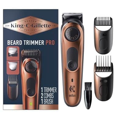Gillette Beard Cordless Trimmer PRO with 40 beard length settings in precise 0.5mm steps, 1 trimmer + 1 brush + 2 combs + 1 charger + 1 T-blade