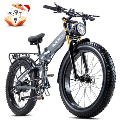 Electric Bike for Adults 1500W Peak Motor 48 KPH 48V 20Ah Removable Battery Up to 110 KM Long Range ebike 26" Fat Tire Off Road Mountain Full Suspension Electric Bicycle