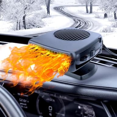 Car Heater,12V 200W Portable Fast Heating Defroster Defogger, 2-in-1 Portable Car Heater & Cooling Fan, Plugs into Cigarette Lighter for Car, SUV, Trucks(Black)