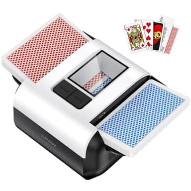 KPAW Automatic Card Shuffler for 1-2 Decks with Dual Modes, USB-C Rechargeable, Low Noise Compatible Card Shuffler Machine for Home Card Game, Travel