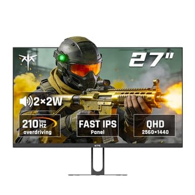 KTC 27 Inch QHD Gaming Monitor, 2K 200Hz Up to 210Hz 1ms Fast IPS Computer Monitor, HDR400, 1440P with Adaptive Sync, Built-in Speakers, Tilt Adjustment, HDMI Displayport, VESA Compatible, H27T22C-3
