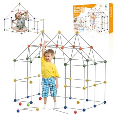 Allike Fort Building Kit for Kids 100 PCS Set, Play Magic Fort Builder Construction Toys for 3 4 5 6 7 8 9 10 Years Old Girls and Boys Outdoor Indoor