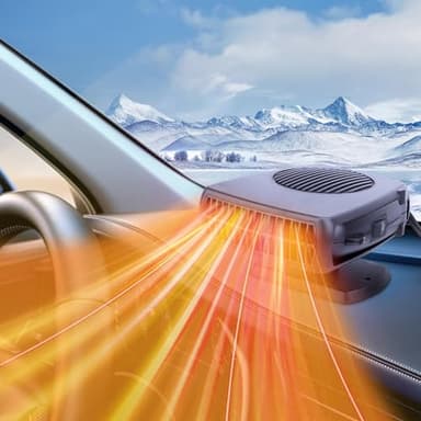 Car Heater,12V 200W Fast Heating and Cooling Fan Portable Windshield Defogger and Defroster Plug into Cigarette Lighter for Car RV SUV(Black）