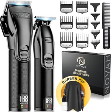 Novah® Professional Hair Clippers for Men, Professional Barber Clippers and Trimmer Set, Mens Cordless Hair Clippers for Barbers Haircut Fading Kit Fade