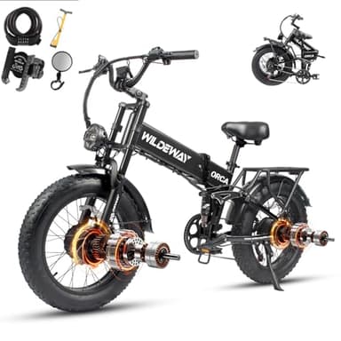 Peak 2300W Dual Motor Electric Bike for Adults 48V 20Ah Long Range Ebike Folding Fat Tire All Terrain E-Bike Women Men Commuter Delivery Cargo Mountain Bicycle Full Suspension 45KPH