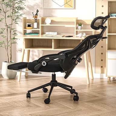 CYKOV Ergonomic Office Chair with Footrest - Adjustable Lumbar Support & Headrest, 90-160° Reclining Mesh Back Computer Chair - Home Office/Gaming, 330lbs Capacity