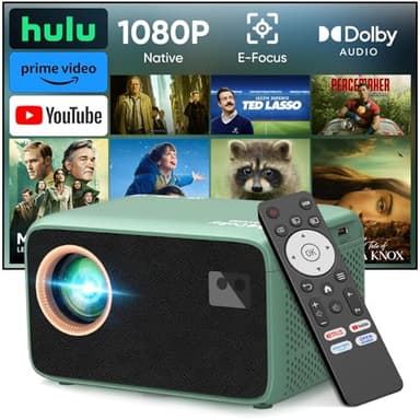 【Netflix Compatible & Dolby Audio】 TMY 4K Smart Projector with Upgraded HiFi Speaker, Real 1080P WiFi 6 Mini Projector with Electric Focus & Auto Keystone, Portable Projecteur for Indoor and Outdoor