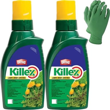 2-Pack Herbicide Concentrate Lawn Weed Control 1L | 2 × 1L Bottles | Broadleaf Weed Control for Lawns | Includes 2 Pairs of Nitrile Gloves