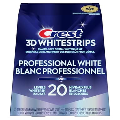 Crest 3D Whitestrips Professional White At-Home Teeth Whitening Kit, 22 Treatments, 20 Levels Whiter