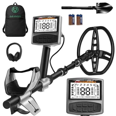 Gbnryg Metal Detector for Adults, Waterproof, 5 Detection Modes, Higher Accuracy 12 Inch IP68 Coil, Larger LCD Display (M55J-Gray)