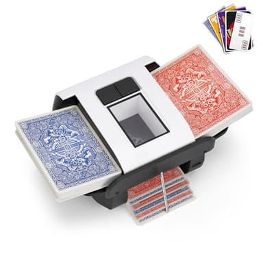 Automatic Card Shuffler for 1-2 Decks, Electric Playing Card Shuffler Machine, One Press Shuffling, Low Noise, Rechargeable & Portable Casino Card Shufflers for UNO, Poker, Bridge, Blackjack, Skip-Bo