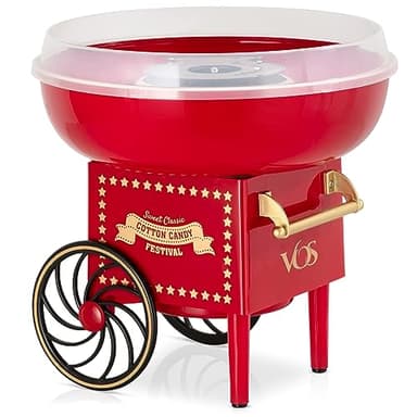 VOS Mini Cotton Candy Machine for Kids, Red Retro Sugar Candy Maker, Cotton Candy Maker Machine Kit: includes 15 Candy Sticks & 1 Sugar Scoop – Ideal for Home Use, Small Parties & Intimate Gatherings