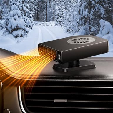 Nauttxon 12V Car Heater - Portable Car Heater that Plugs into Cigarette Lighter- 2 in 1 Heating & Cooling Fast Heating Defrost Defogger for Car Windshield Dashboard Car/SUV/Taxis - Black