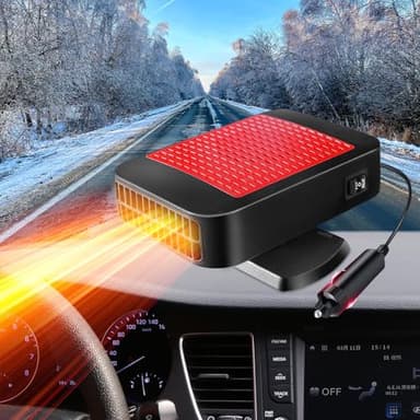 Car Heater,12V 200W Portable Fast Heating Defroster Automobile Windshield Fast Heaters Car Heater That Plugs into Cigarette Lighter for Car, SUV, Trucks(Red Black)