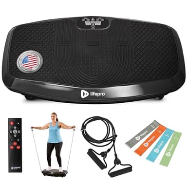 LifePro 3D Vibration Plate Exercise Machine – Dual Motor Oscillation & Lateral Motion Vibrating Plate – Full Body Workout Trainer with Loop & Resistance Bands for Home Gym & Fitness (Black)