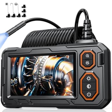 Endoscope Camera with Light, Borescope Inspection Camera, 4.3" IPS Endoscope Gifts for Men, Borescope Snakecamera with 8 LED Light, 7.9mm IP67 Plumbing Tools for Automotive, Gadgets for Men(16.5FT)