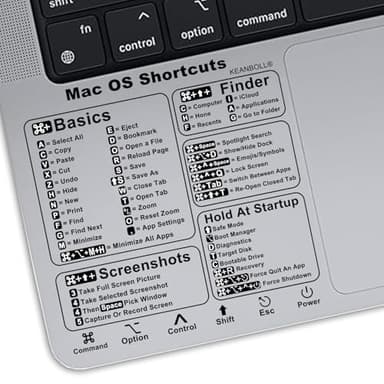 2 Pack Mac Keyboard Shortcuts Stickers for MacBook Air/Pro 13-16 Inch - Instant Shortcut Reference, Durable Clear & Matte Black Decals (2020-2026 Models, No Residue)