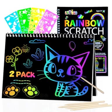 Arts and Crafts for Kids Age 3-10,Gifts for 4-6-8 Year Old Girls Boys Toys,Toys for 5 6 7 Year Old,DIY Rainbow Scratch Paper Art Notebooks Kits for Kids,kids Christmas Birthday Gifts Age 7-12 (Book)