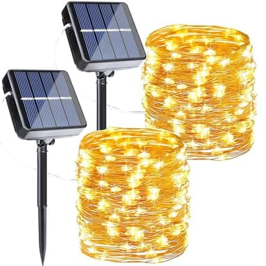 Joomer Solar String Lights Outdoor, 2Pack Total 80FT 240LED 8 Modes Solar Fairy Lights, Super Bright Waterproof Twinkle Lights for Tree, Patio, Garden, Outdoors (Warm White)
