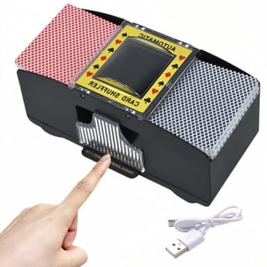 YHANNI Portable Automatic Card Shuffler -USB/Battery Operated, Efficiently Shuffle 2 Decks, Ideal for Travel and Home Card Games for UNO,Texas Hold'em,Poker, Perfect for Casino Tables and Game Nights